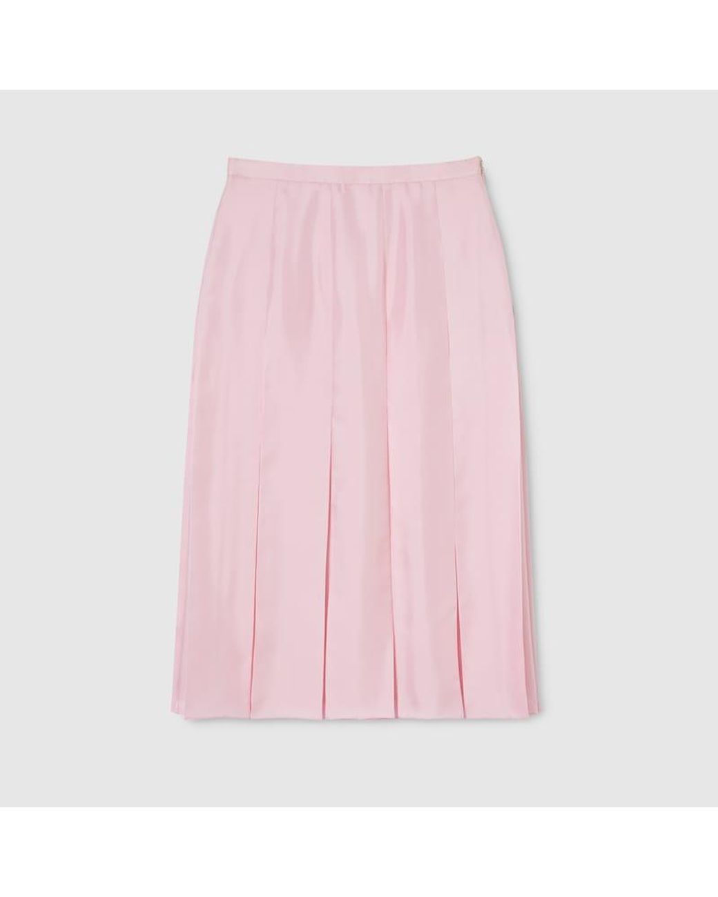 Gucci Pink Silk Twill Pleated Midi Skirt