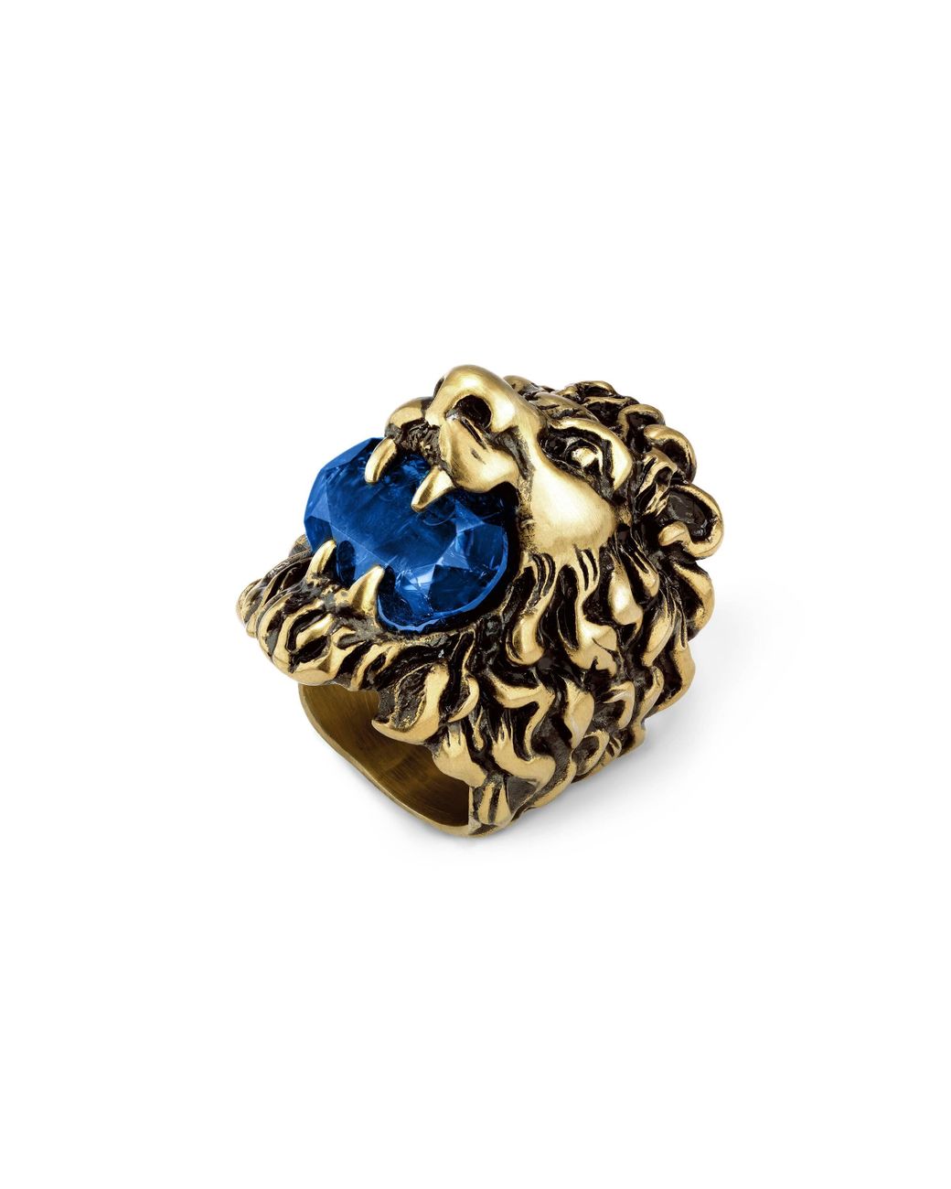 Gucci Lion Head Ring With Crystal in Blue | Lyst