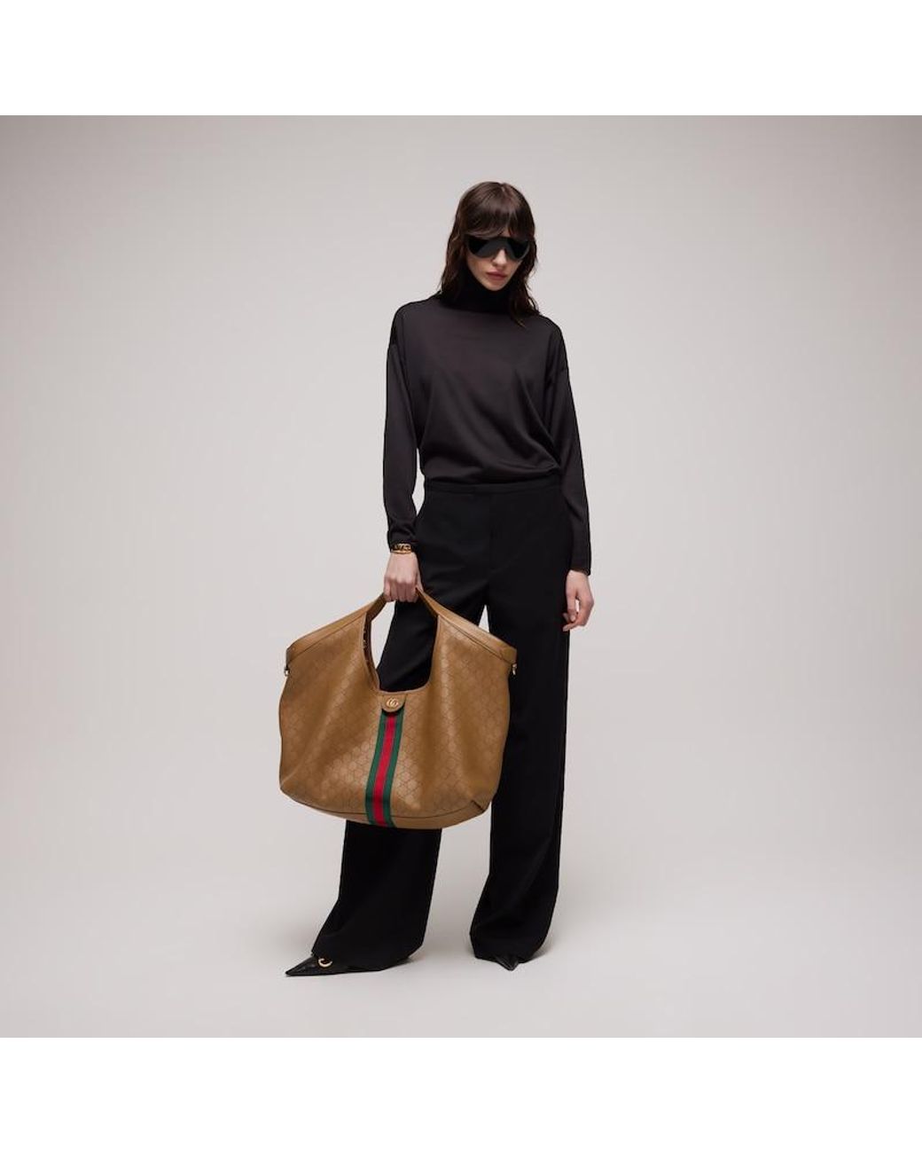 Gucci Brown Giglio Large Tote Bag, Leather