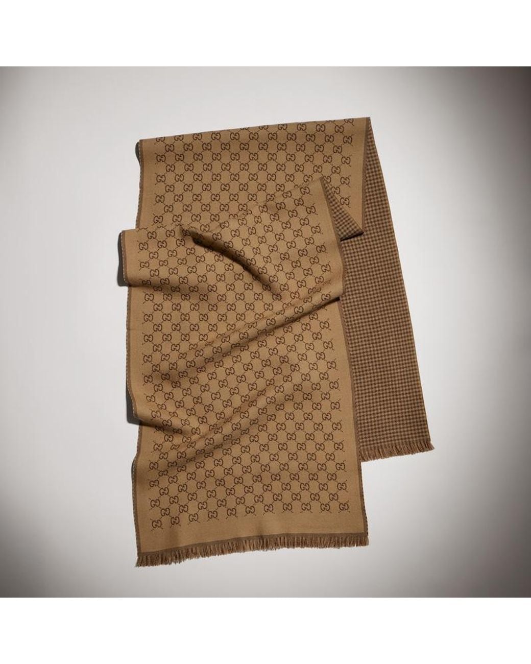 Gucci Brown Reversible Wool Scarf