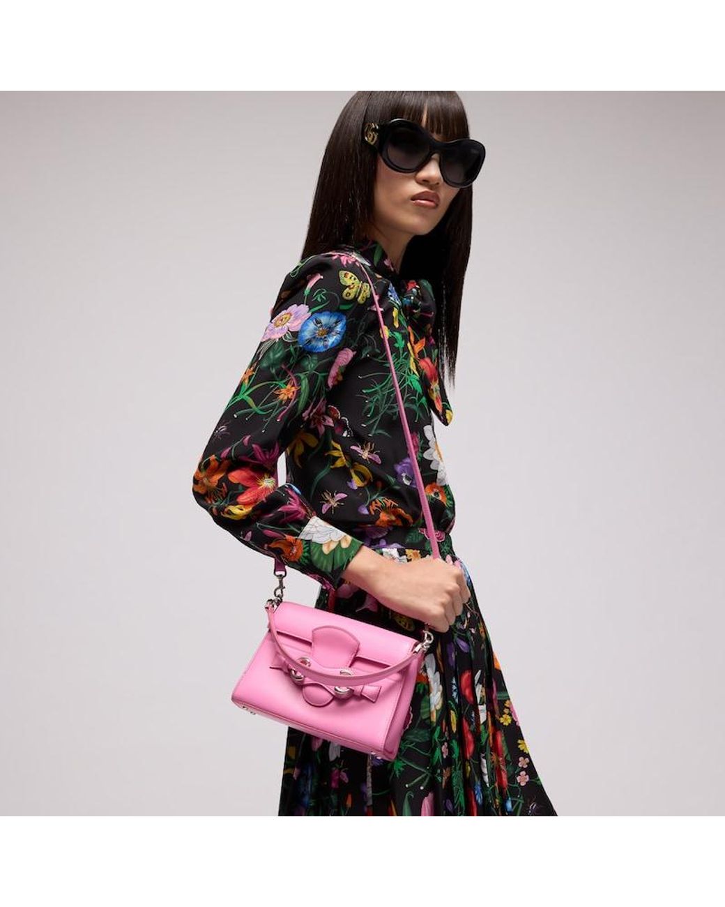 Gucci Pink Horsebit Duomo Small Top Handle Bag, Leather