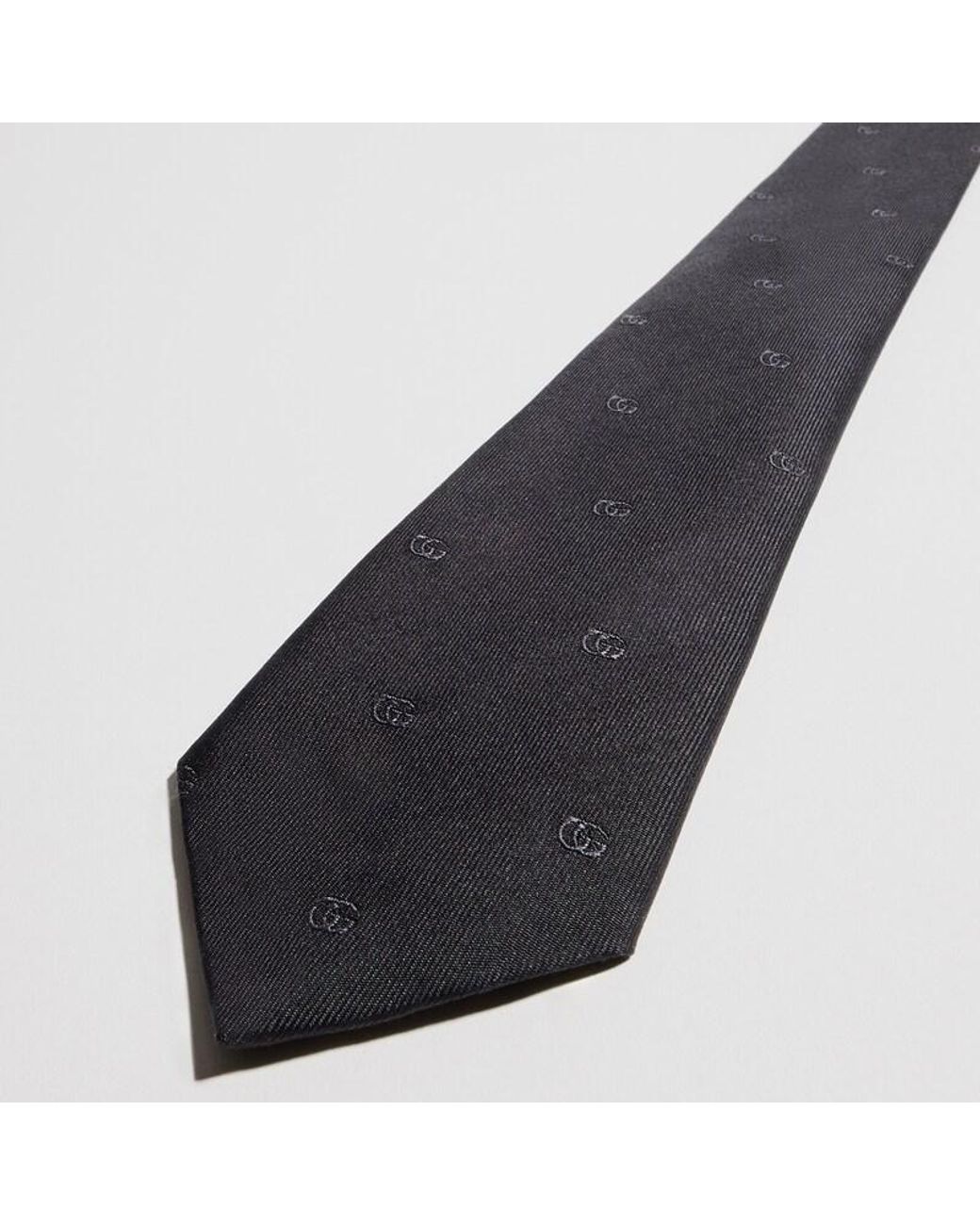 Gucci Black Double G Silk Jacquard Tie for men