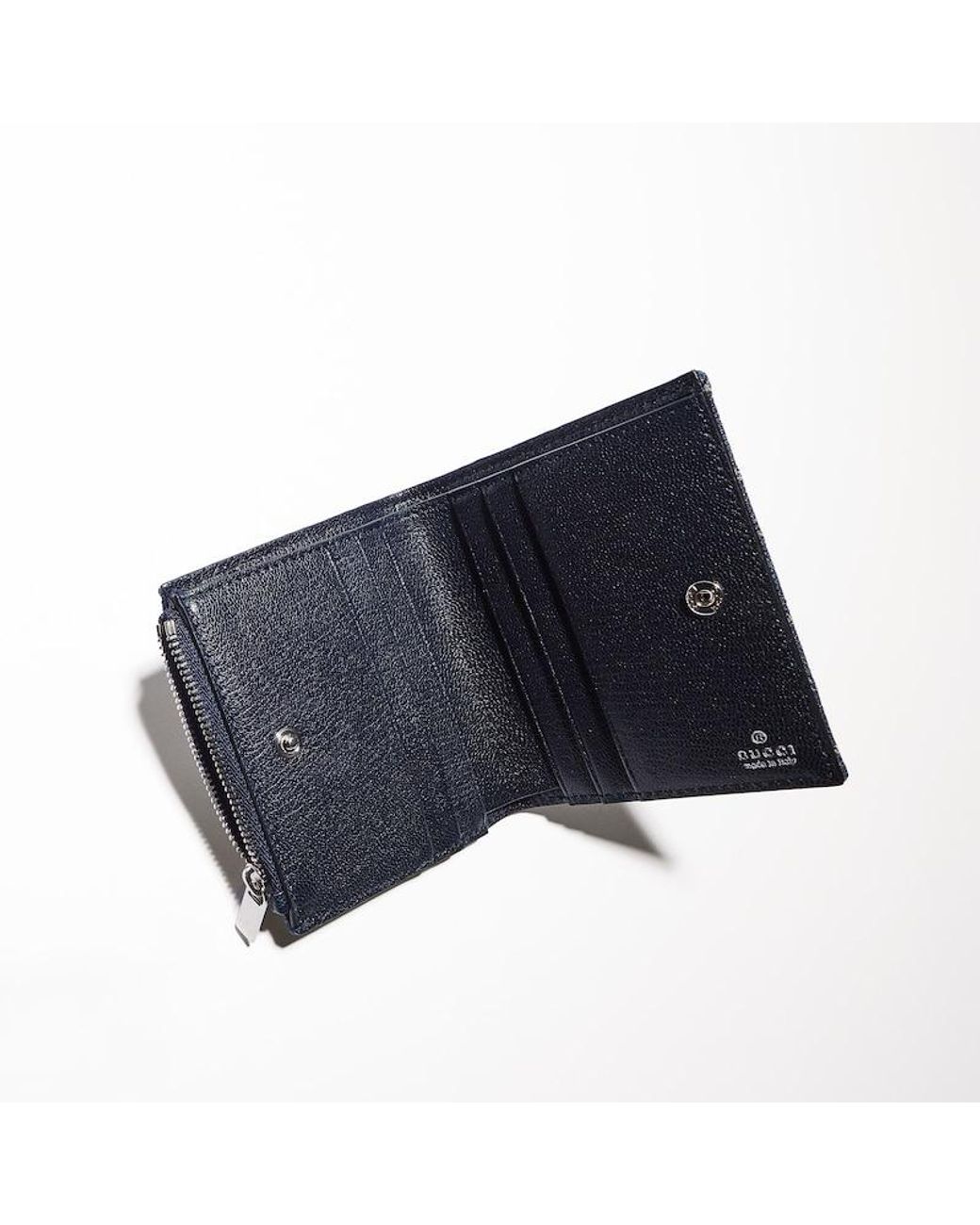 Gucci Blue Small Wallet With Plaque, Fabric