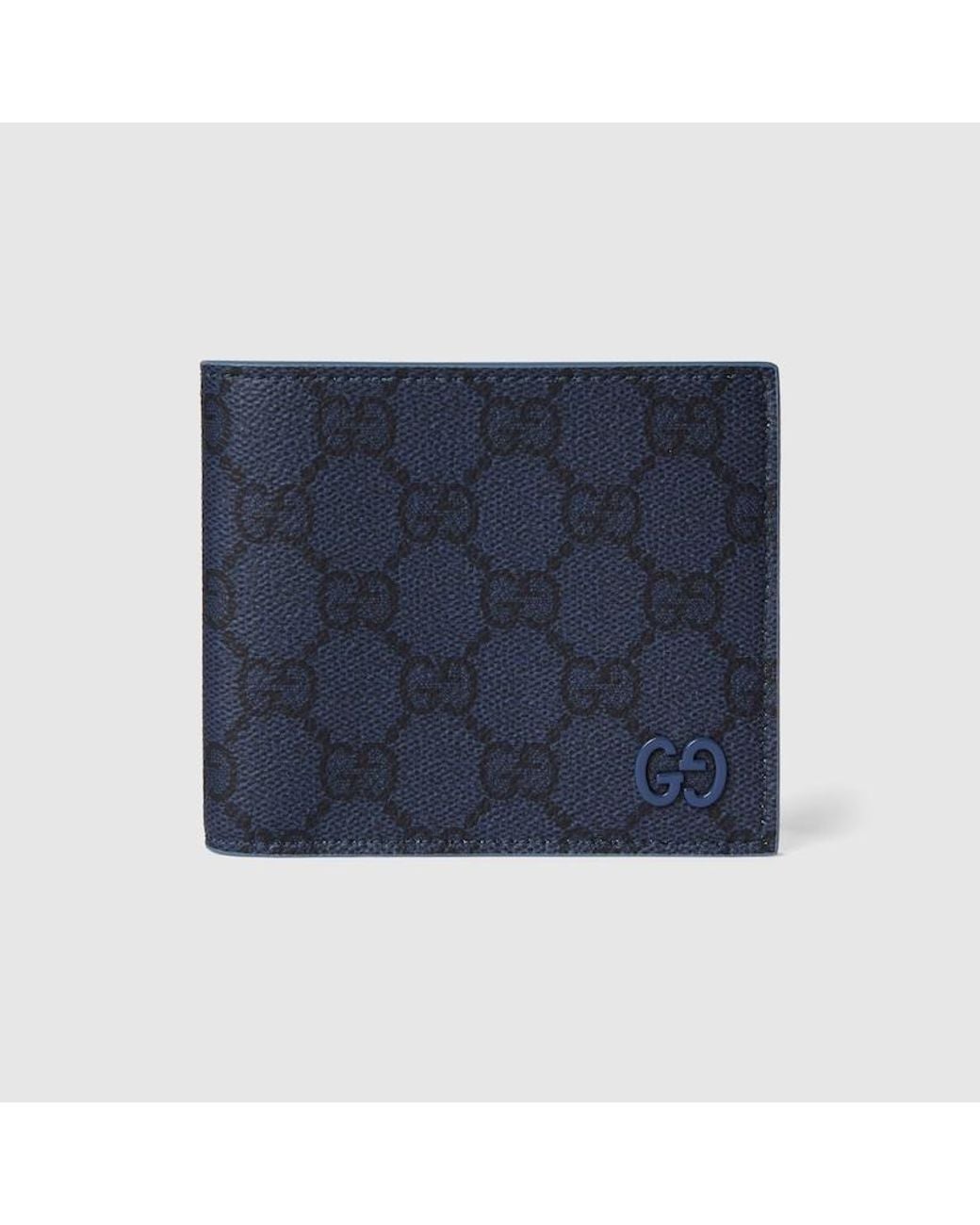 Gucci Blue Dusty Interior Gg Bi-Fold Wallet, Gg Canvas for men
