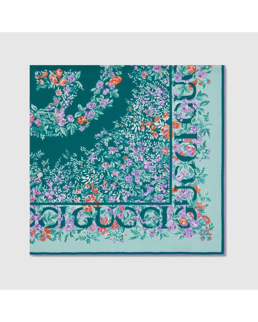Gucci Blue Printed Silk Twill Carré