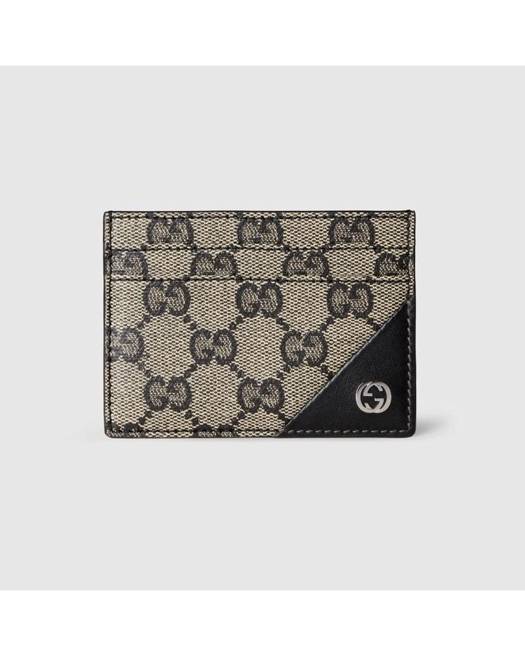 Gucci Metallic Card Case Wallet With Interlocking G, Gg Canvas for men