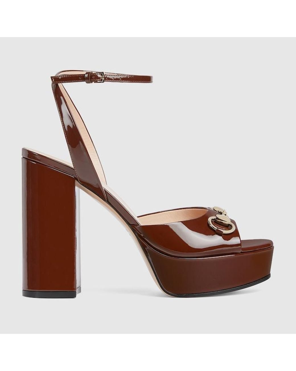 Gucci Brown Horsebit Platform Sandal, Leather