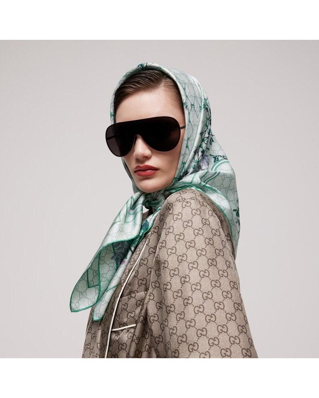 Gucci Green Printed Silk Twill Carré