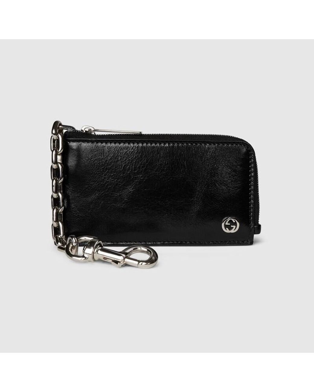 Gucci Black Zip Card Case With Interlocking G for men