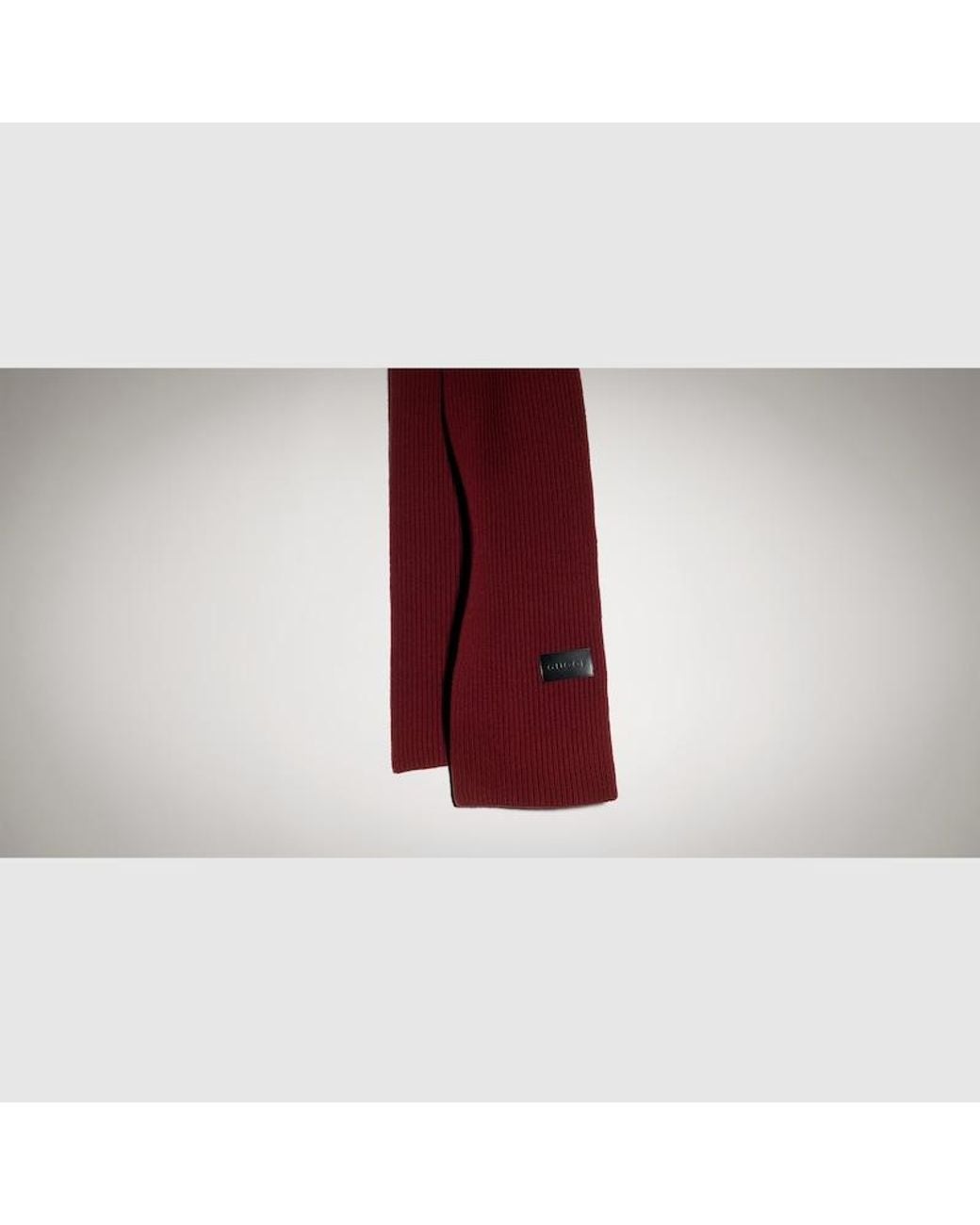 Gucci Red Ribbed Wool Cashmere Scarf