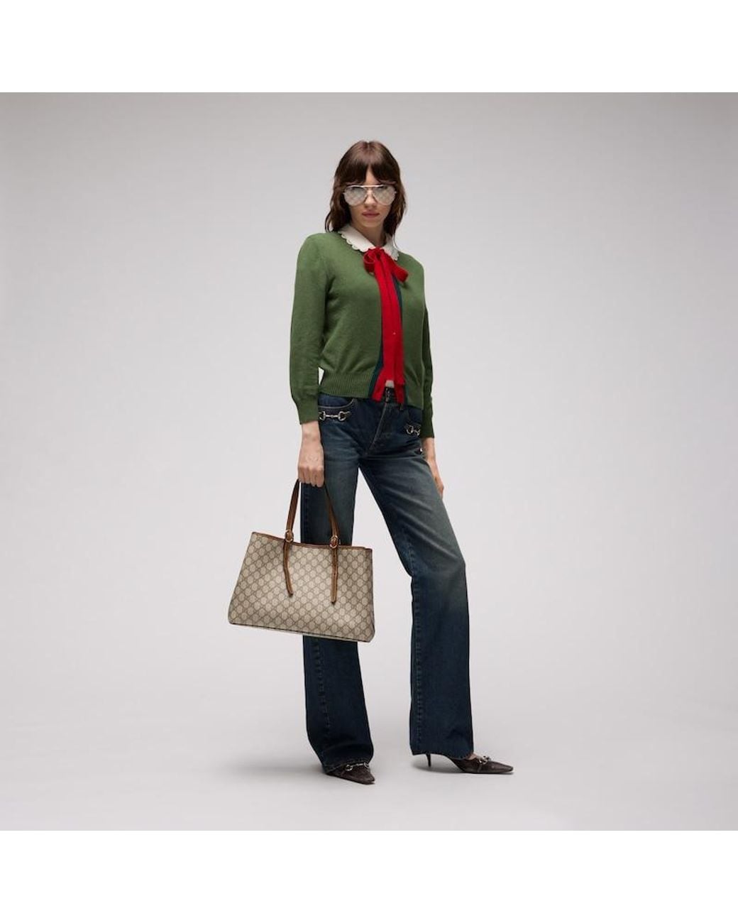 Gucci Natural Gg Emblem Large Tote Bag, Gg Canvas