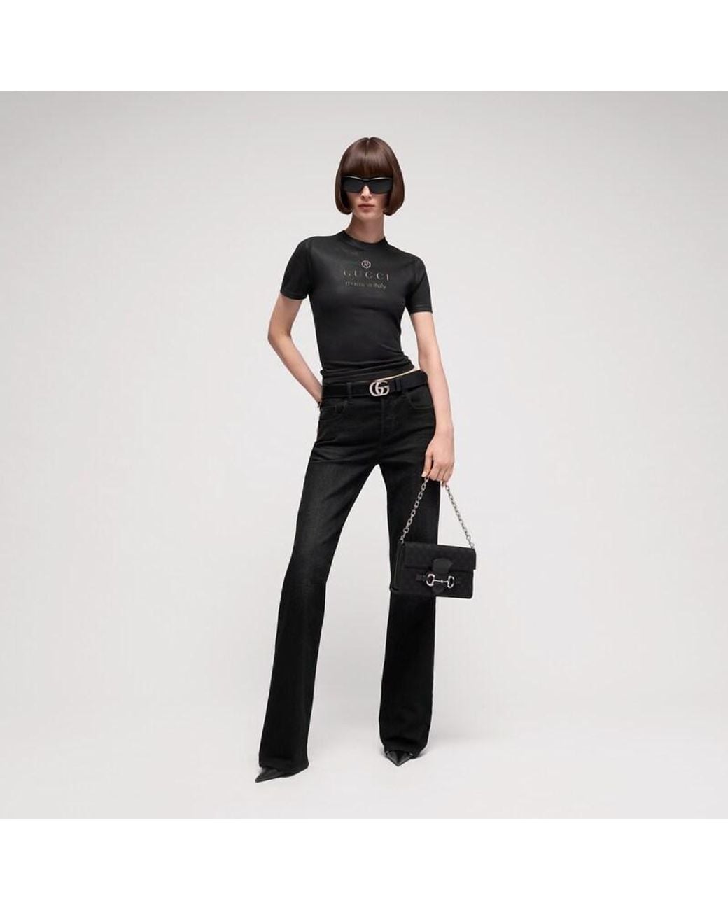 Gucci Black Technical Cotton Jersey T-Shirt With Print