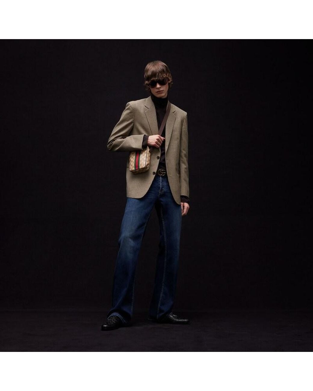 Gucci Brown Gingham Wool Single-Breasted Jacket for men