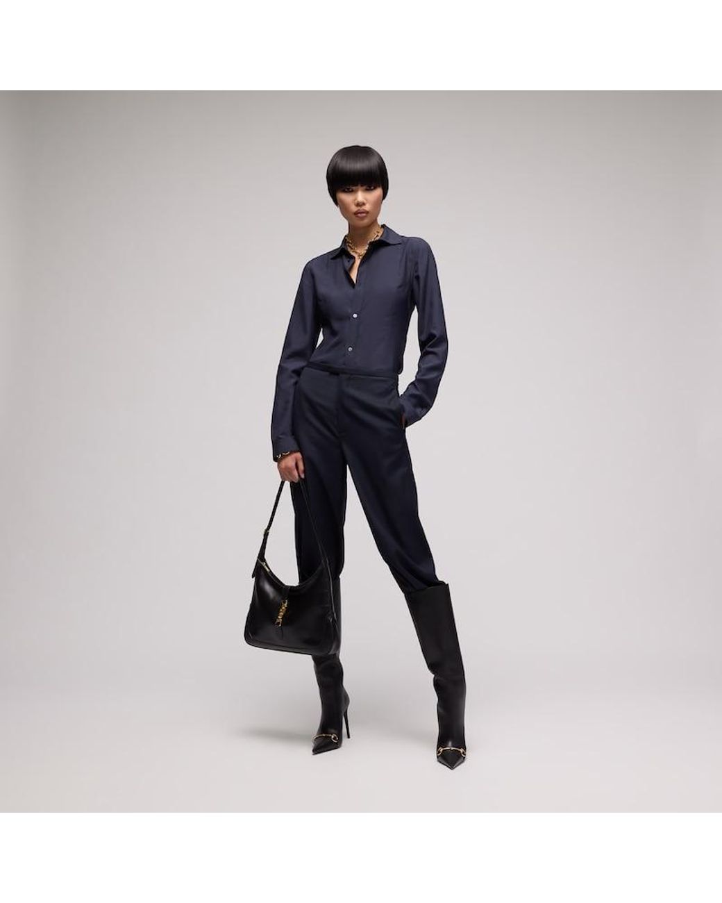 Gucci Blue Silk Poplin Shirt, Size 42 It, Ready-To-Wear