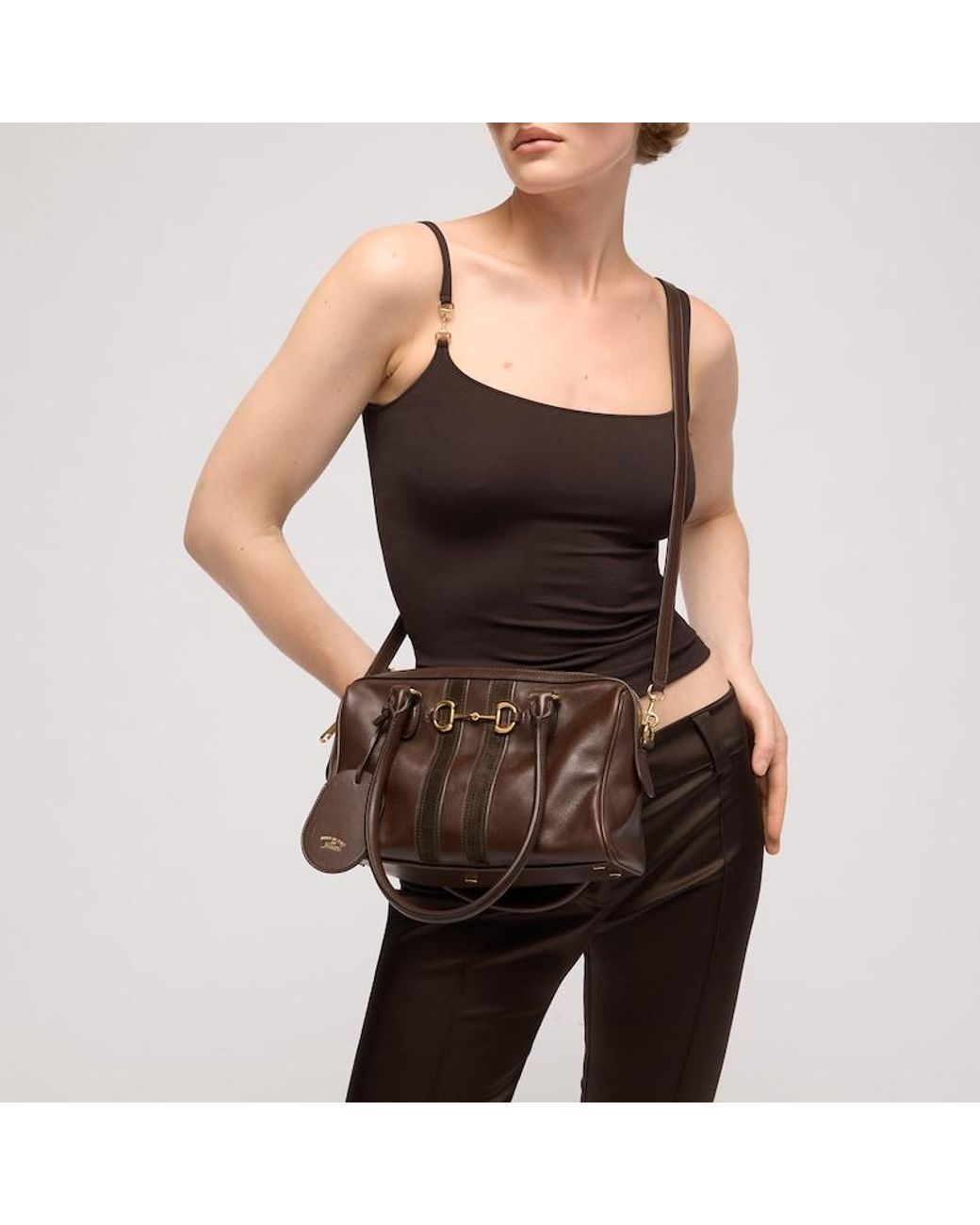 Gucci Brown Borsetto Medium Boston Bag