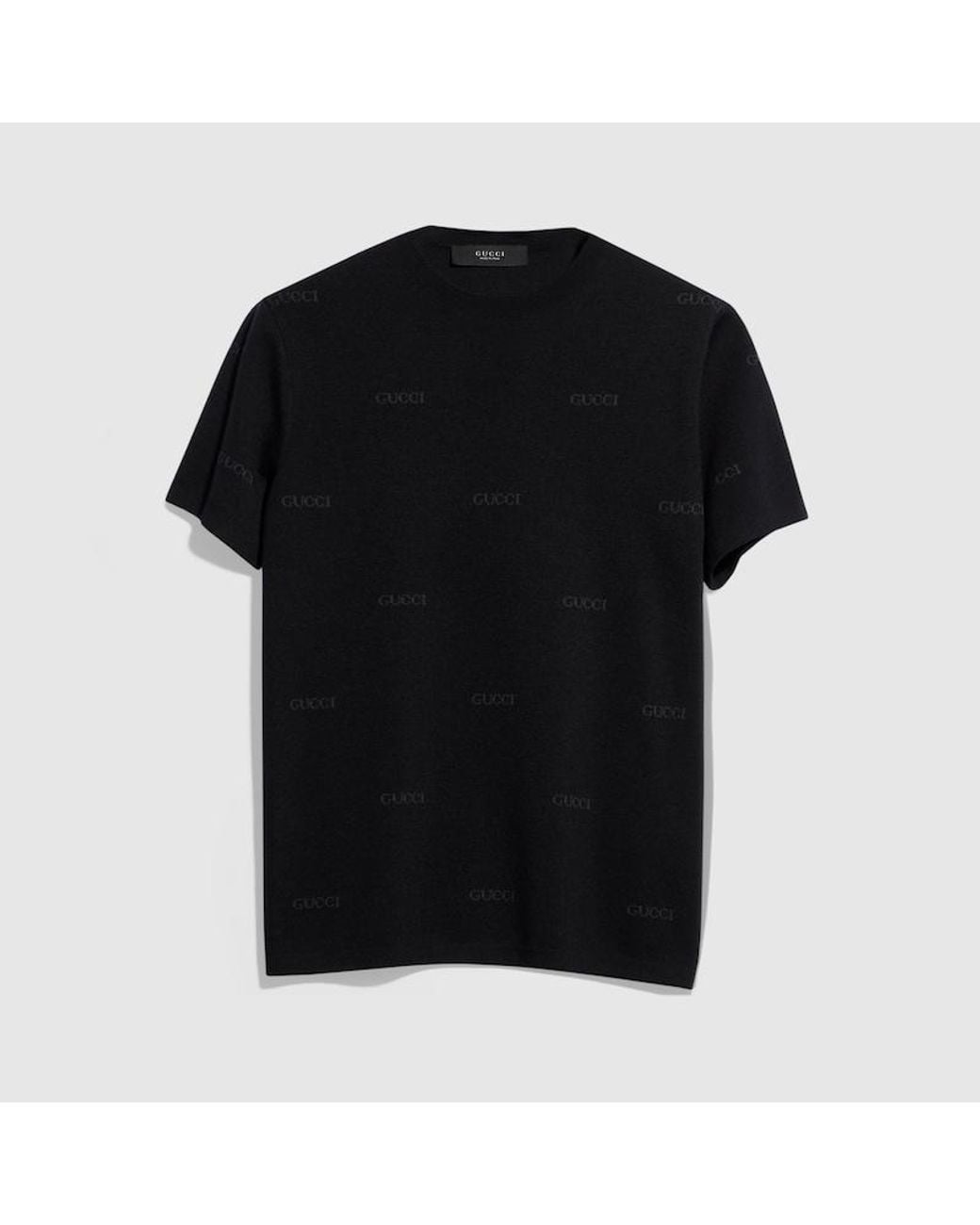 Gucci Black Wool Silk Jacquard T-Shirt, Size L, Ready-To-Wear for men
