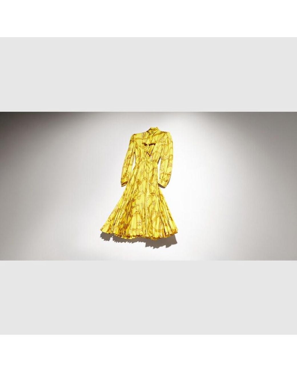 Gucci Yellow Printed Silk Twill Chemisier Dress