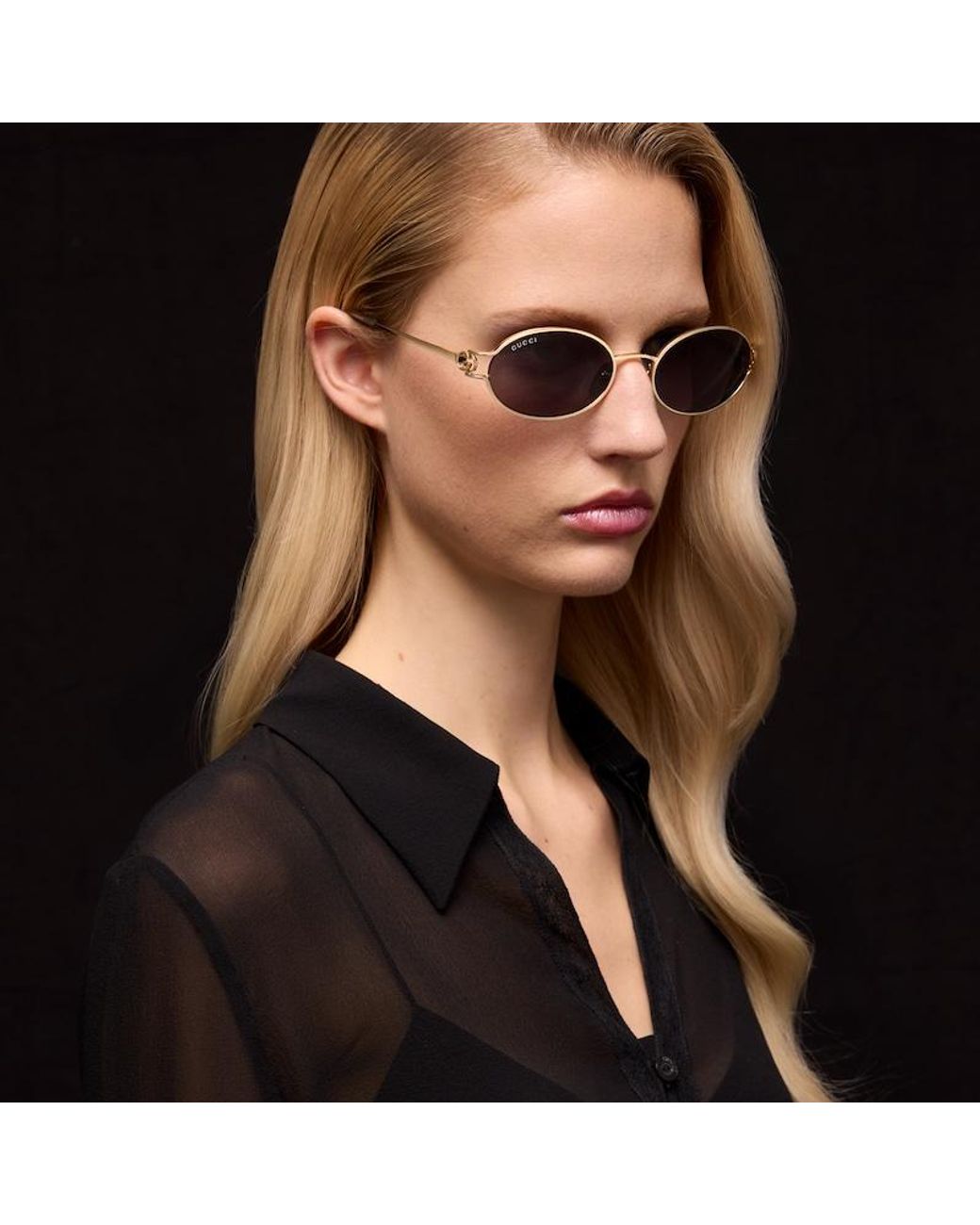Gucci Brown Rectangular-Frame Sunglasses