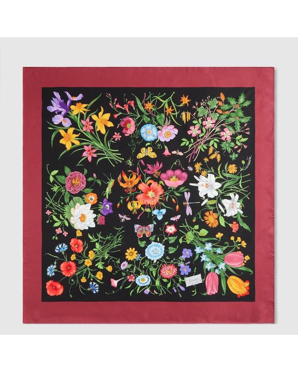 Gucci Green Printed Silk Twill Carré, Silk