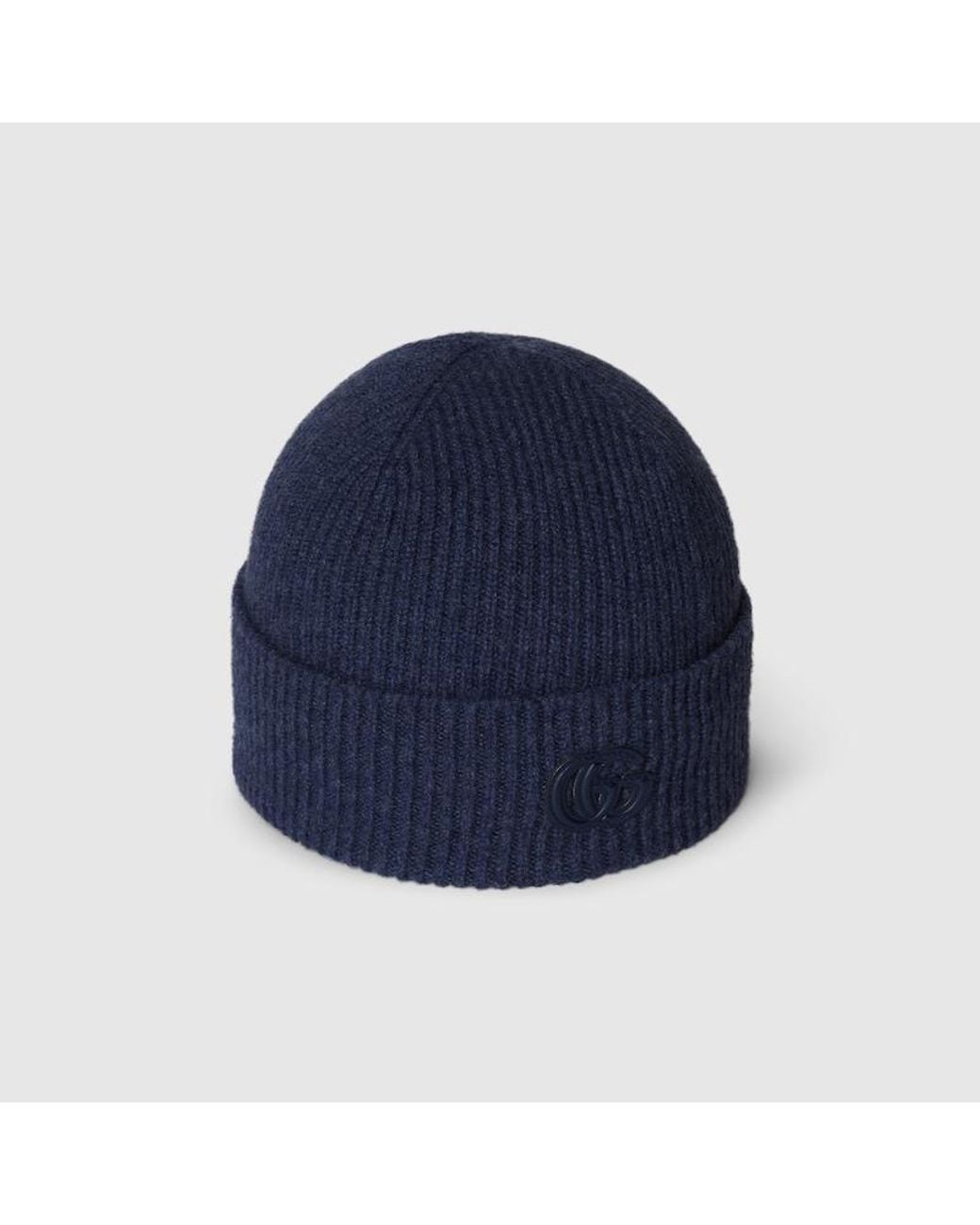 Gucci Blue Cashmere Hat With Patch for men