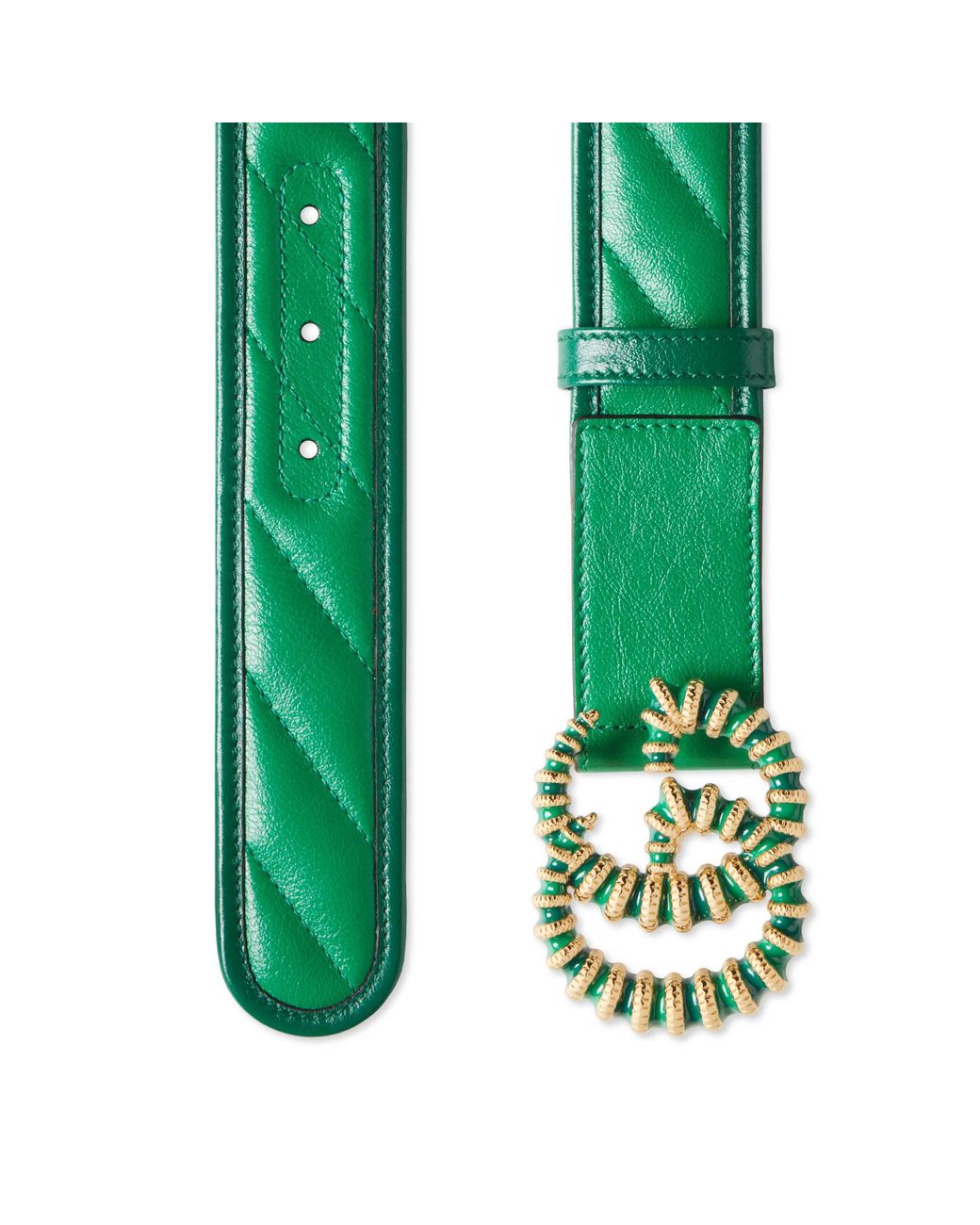 Women's luxury belt - Gucci Marmont GG green python effect belt