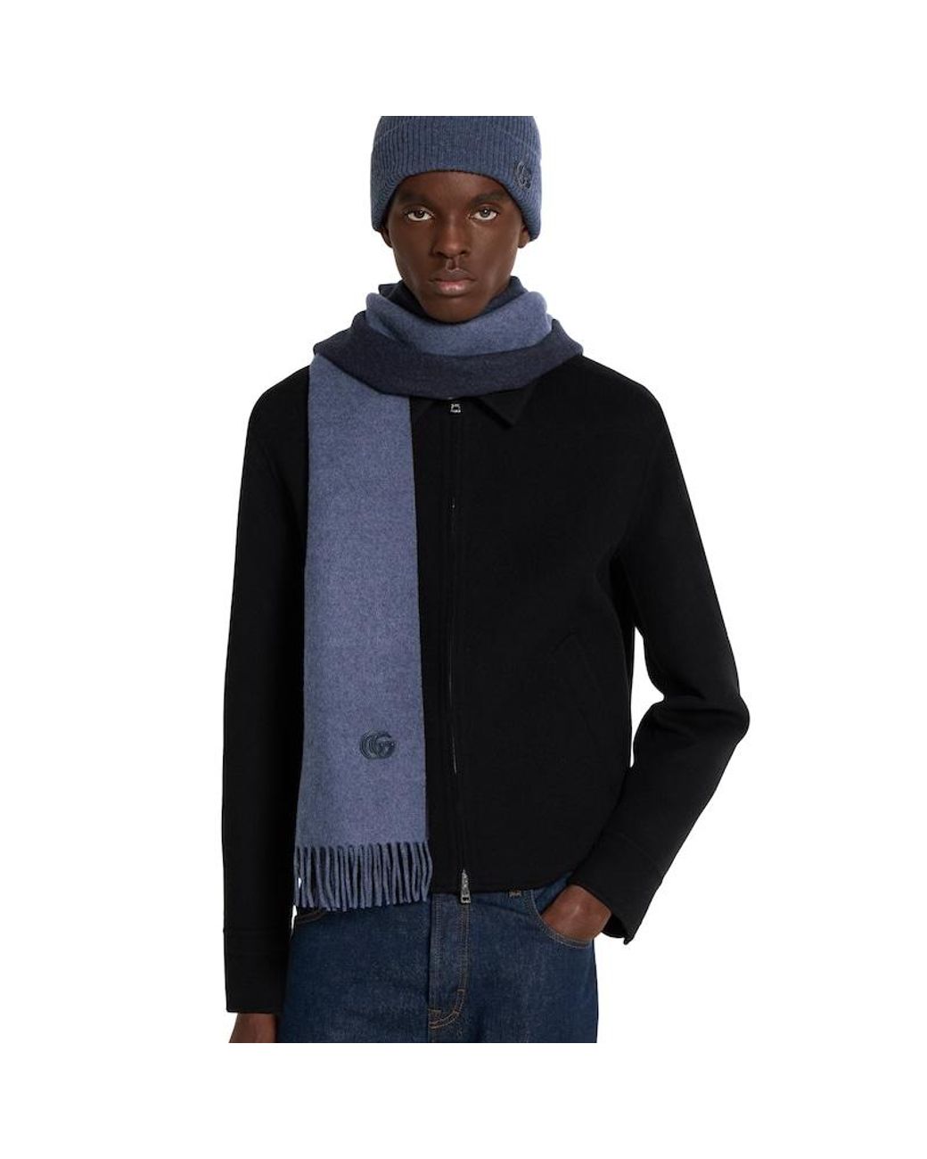 Gucci Schal Aus Kaschmir Mit Patch in Blue für Herren