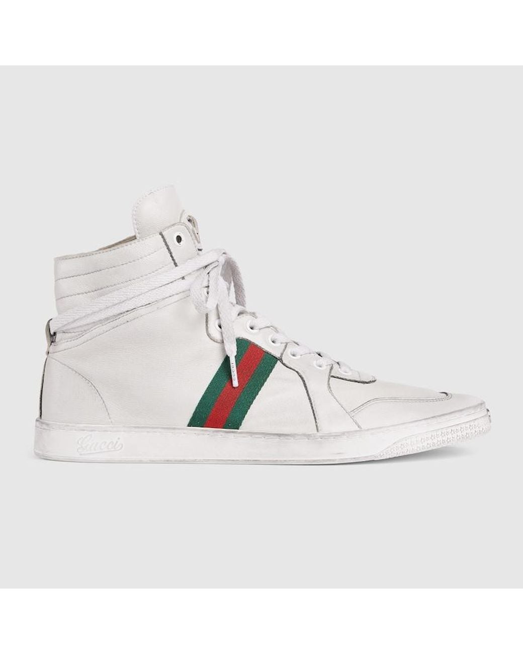 Gucci White Stretch High-Top Trainer, Uk for men