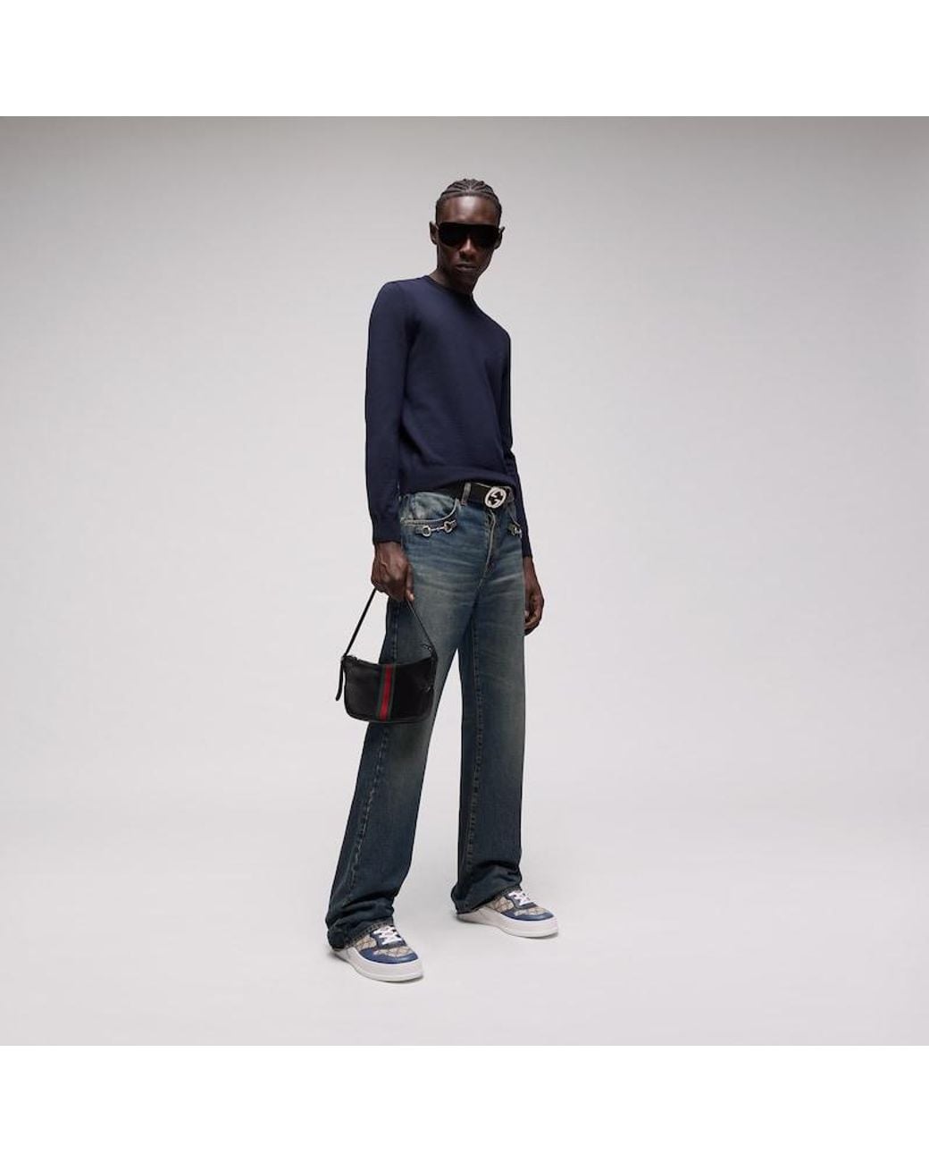Gucci Blue Chunky Canvas & Leather Low-top Sneakers for men