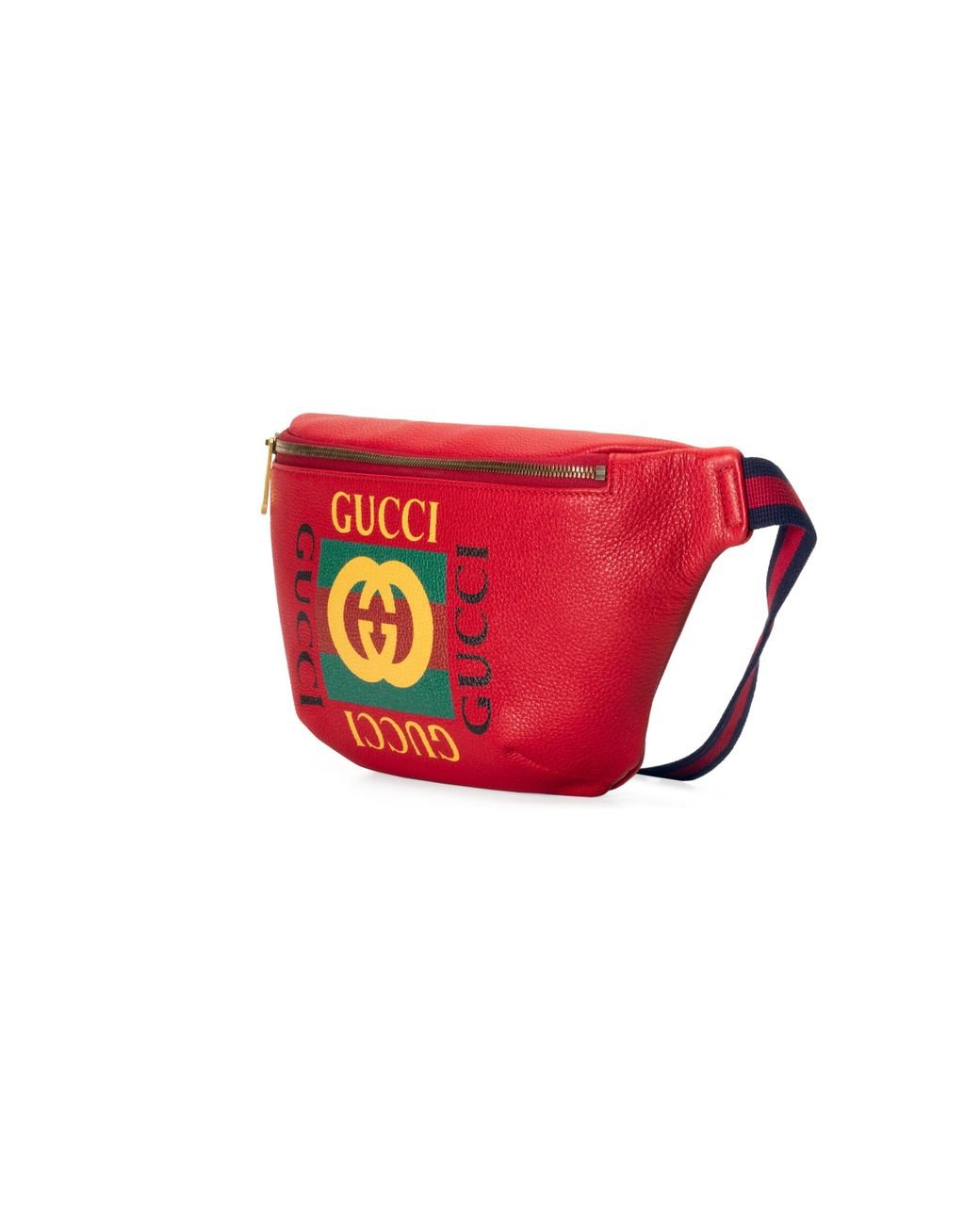 Gucci Print Leather Belt Bag in Red | Lyst