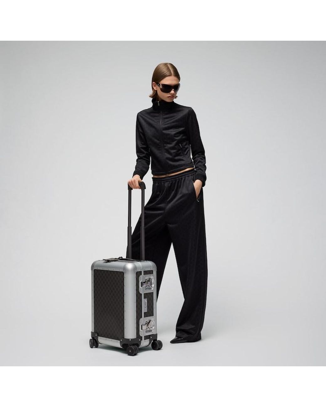 Gucci Gray Aluminum gg Cabin Trolley