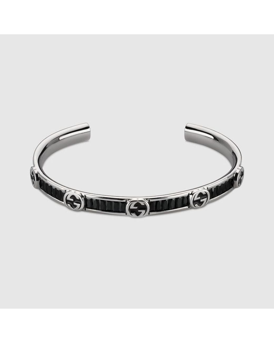 Gucci Metallic Interlocking Crystal Bangle Bracelet