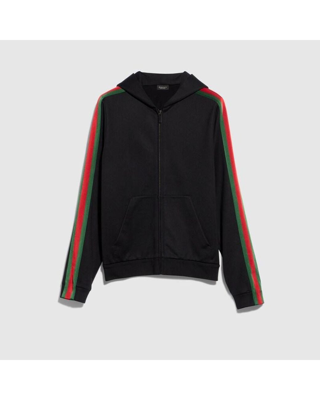 Gucci Black Silk Cotton Jersey Zip Jacket With Web for men