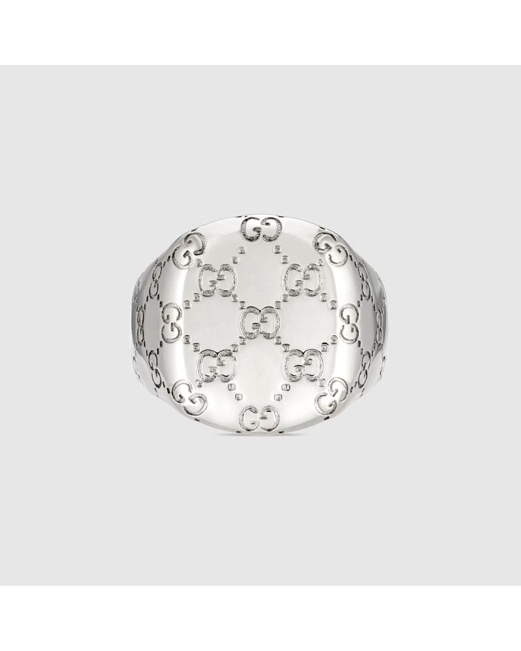 Gucci Metallic Gg Motif Signet Ring