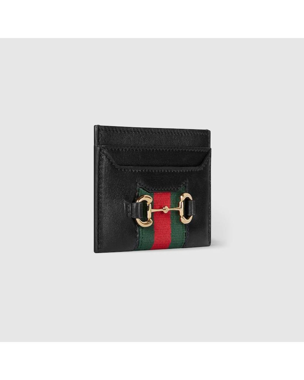 Gucci Black Horsebit Web Kartenetui