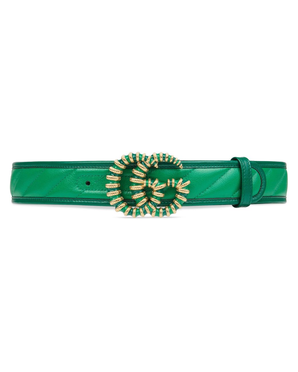 Gucci GG Marmont Belt With Enameled Torchon in Green | Lyst