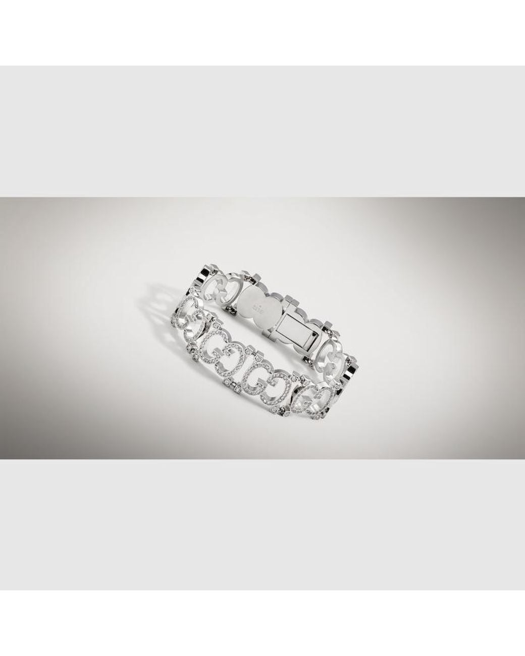 Gucci Metallic Structured Bracelet With Crystal Gg