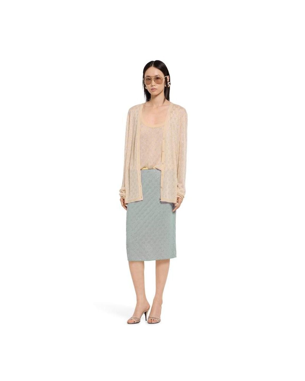 Gucci White Crystal Slide Sandal With Horsebit