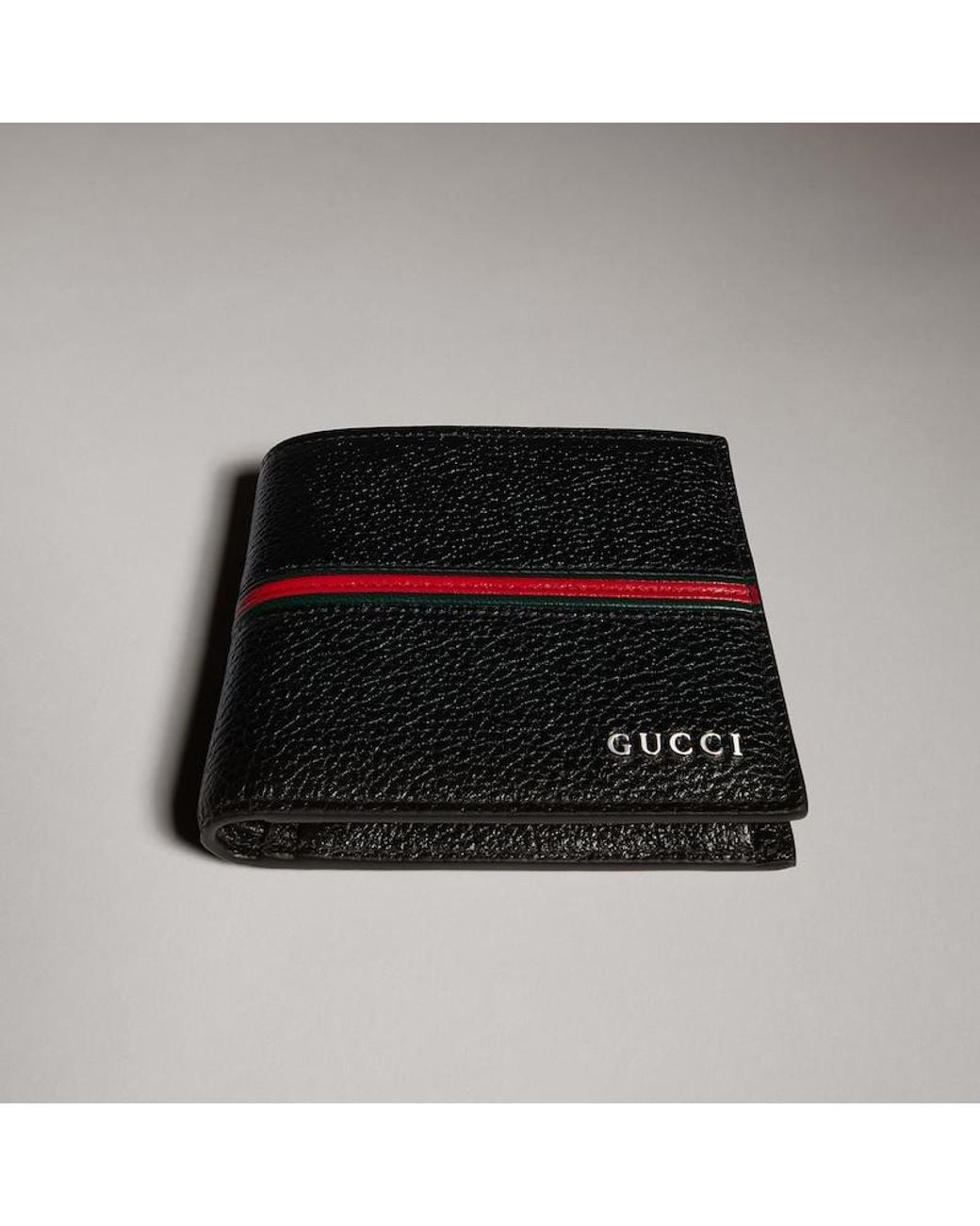 Gucci Black Bi-Fold Coin Wallet With Web for men