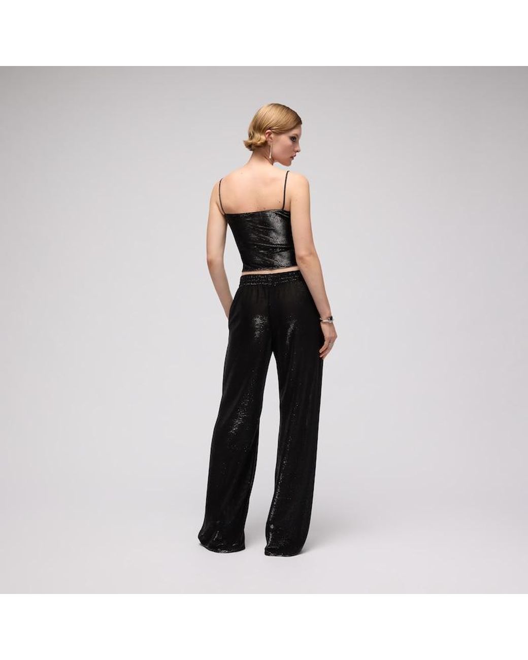 Gucci Black Jersey Top With Iridescent Effect, Size 40 It, Ready-To-Wear