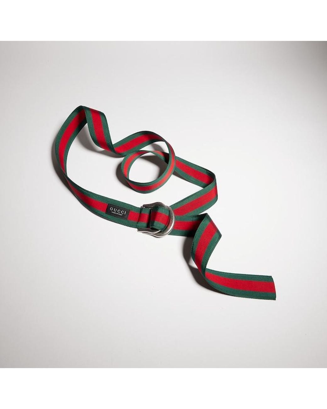 Gucci Red Web Belt With D-Ring Buckle, Size 110 for men