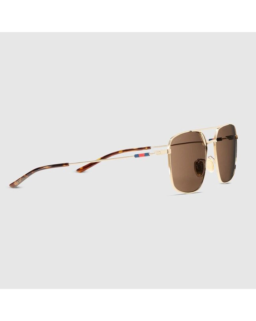 Gucci Brown Specialized Fit Navigator Sunglasses for men