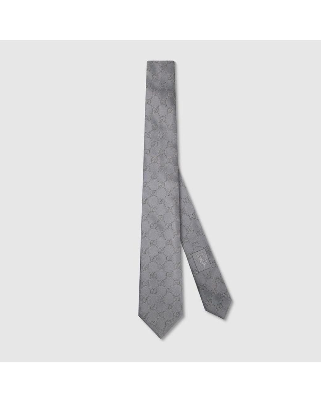 Gucci Gray Gg Silk Jacquard Tie for men