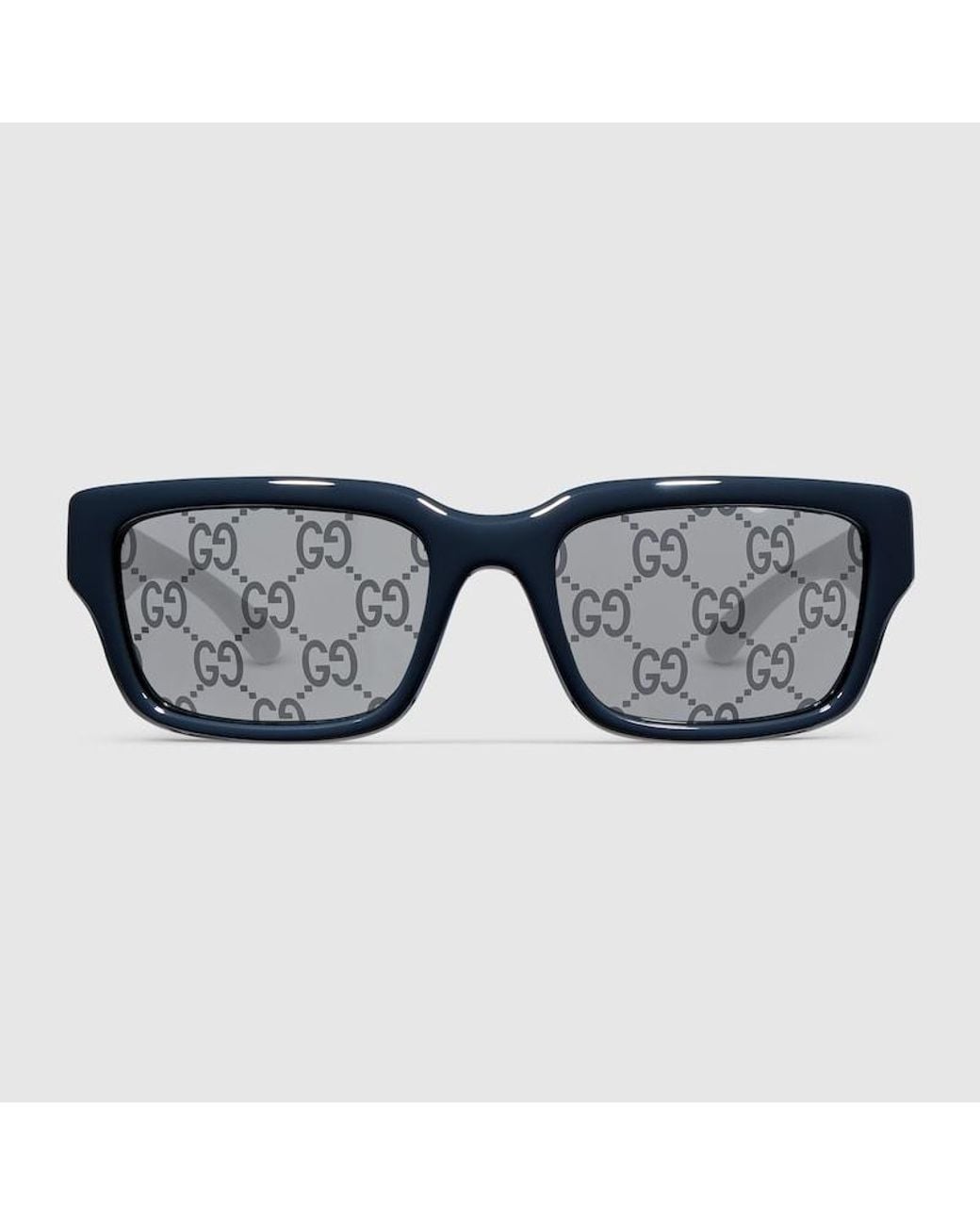 Gucci Blue Rectangular-Frame Sunglasses