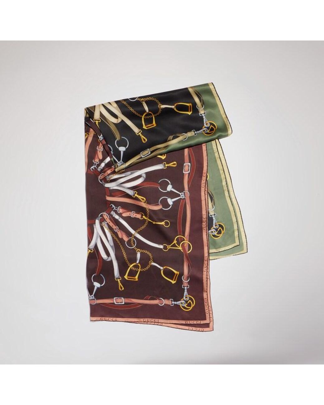 Gucci Green Printed Silk Twill Stole