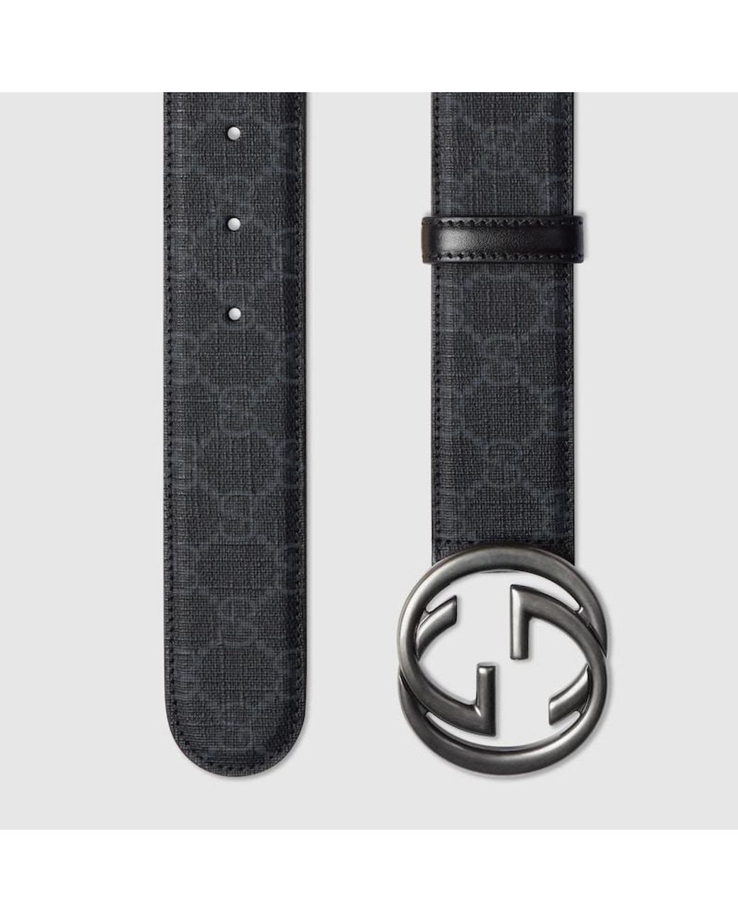 Gucci Black Belt With Interlocking G Buckle, Size 100 for men