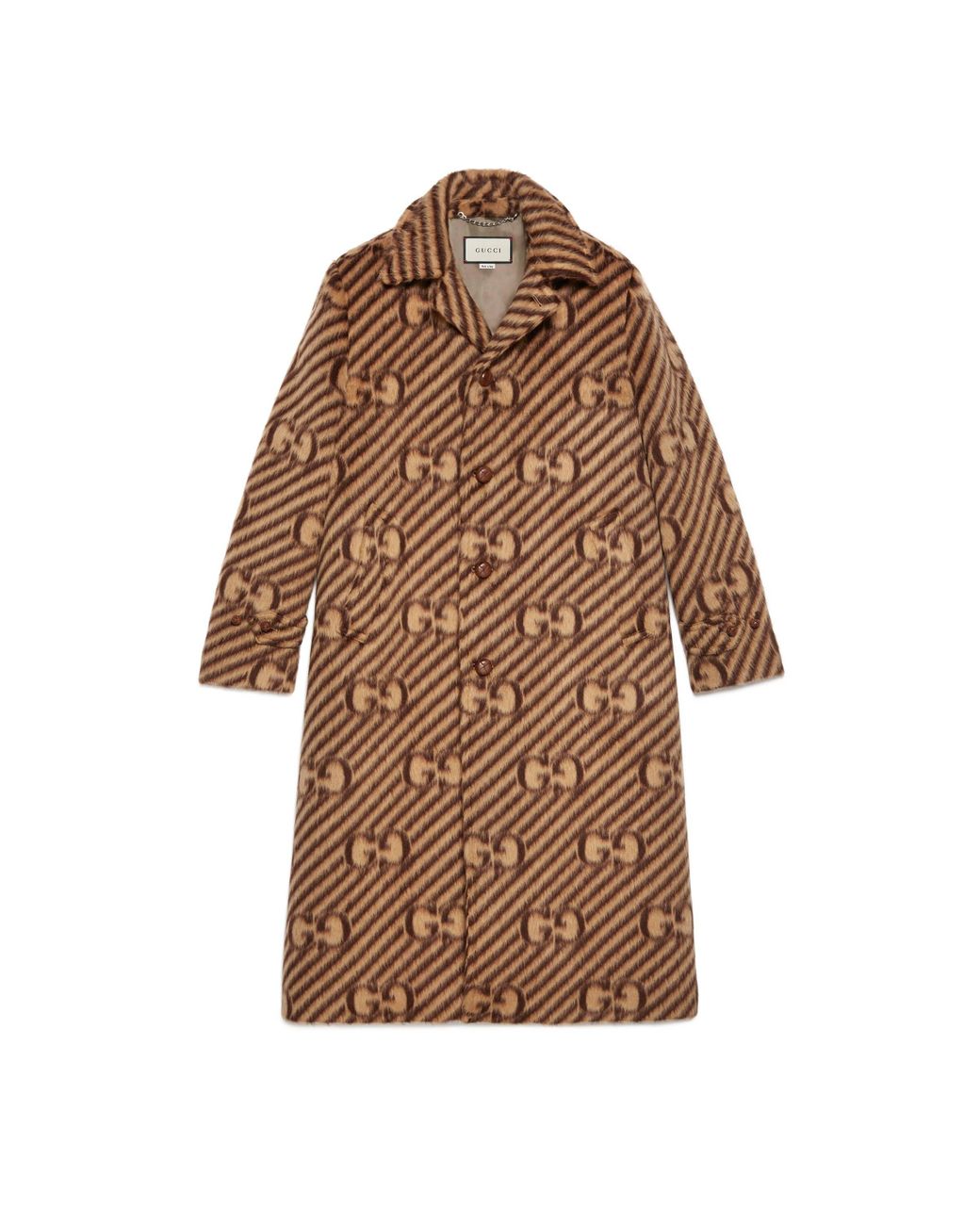Gucci GG Stripe Wool Coat With Label in Brown for Men | Lyst
