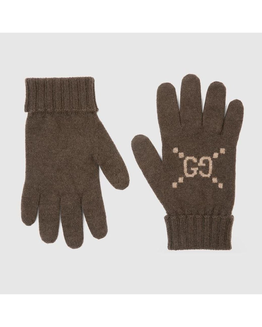 Gucci Brown Gg Cashmere Gloves for men