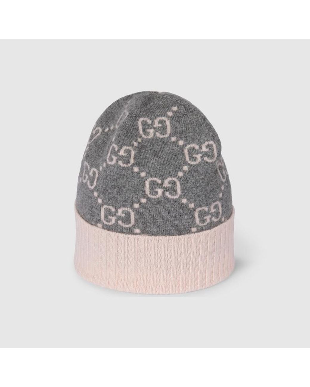 Gucci Gray Gg Cashmere Jacquard Hat