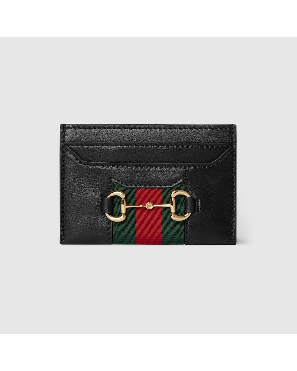 Gucci Black Horsebit Web Kartenetui