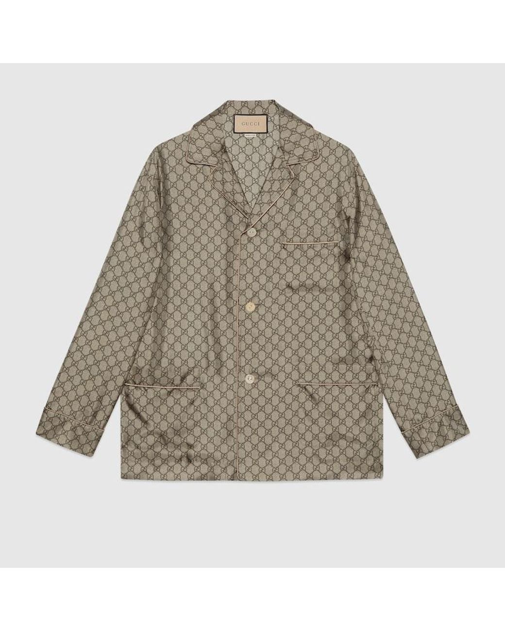 Gucci Gray Gg Printed Silk Shirt for men